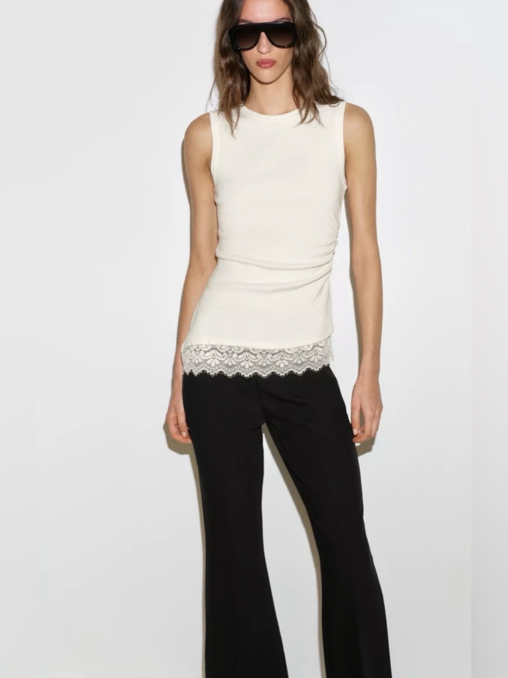 NWT Zara Draped Lace Top